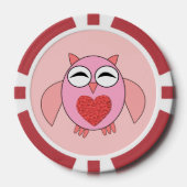 Roze Love Heart Owl Poker Chips (Voorkant)