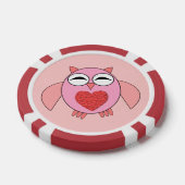 Roze Love Heart Owl Poker Chips (Enkel)