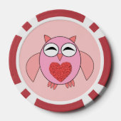Roze Love Heart Owl Poker Chips (Achterkant)