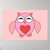 Roze Love Heart Owl Poster (Voorkant)