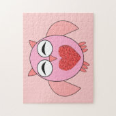 Roze Love Heart Owl Puzzle Legpuzzel (Verticaal)