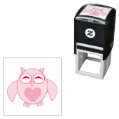 Roze Love Heart Owl Self Inking Stamp Zelfinktende Stempel (In situ)