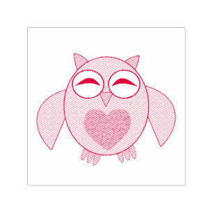 Roze Love Heart Owl Self Inking Stamp Zelfinktende Stempel