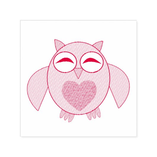 Roze Love Heart Owl Self Inking Stamp Zelfinktende Stempel (Design)