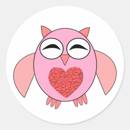 Roze Love Heart Owl Stickers (Voorkant)