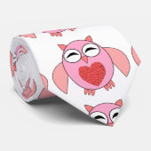 Roze Love Heart Owl Stropdas (Opgerold)