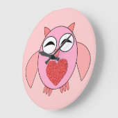 Roze Love Heart Owl Wall klok (Hoek)