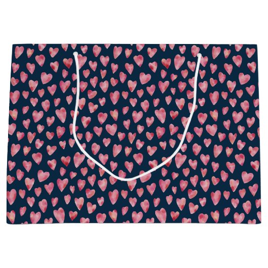 Roze Love Heart patroon Groot Cadeauzakje (Voorkant)