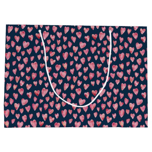 Roze Love Heart patroon Groot Cadeauzakje (Achterkant)