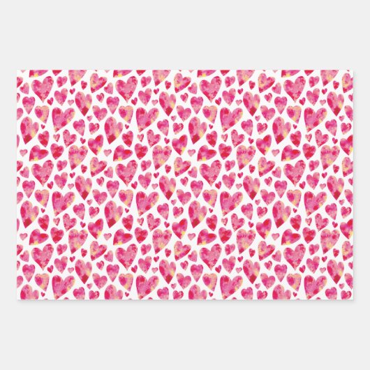 Roze Love Heart patroon Inpakpapier Vel (Voorkant)