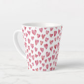 Roze Love Heart patroon Latte Mok (Linkerhoek)