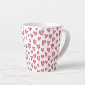 Roze Love Heart patroon Latte Mok (Rechterhoek)