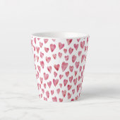 Roze Love Heart patroon Latte Mok (Voorkant)