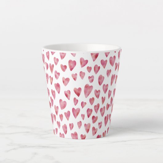 Roze Love Heart patroon Latte Mok (Voorkant)