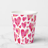 Roze Love Heart patroon Papieren Bekers (Achterkant)