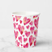 Roze Love Heart patroon Papieren Bekers (Links)