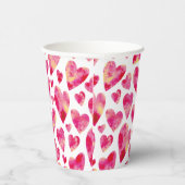Roze Love Heart patroon Papieren Bekers (Rechts)