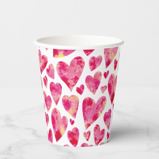 Roze Love Heart patroon Papieren Bekers (Voorkant)