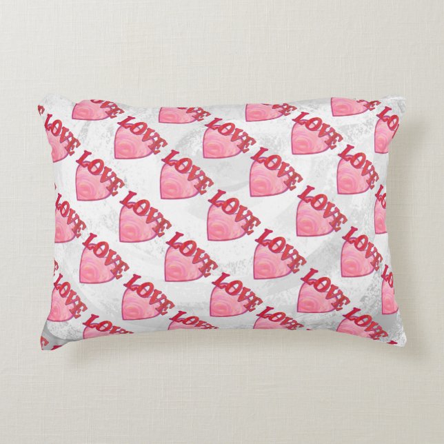 Roze Love Heart Pattern Accent Kussen (Voorkant)