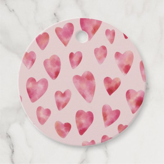 Roze Love Heart Pattern Bedankjes Labels (Voorkant)