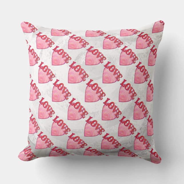 Roze Love Heart Pattern Kussen (Voorkant)