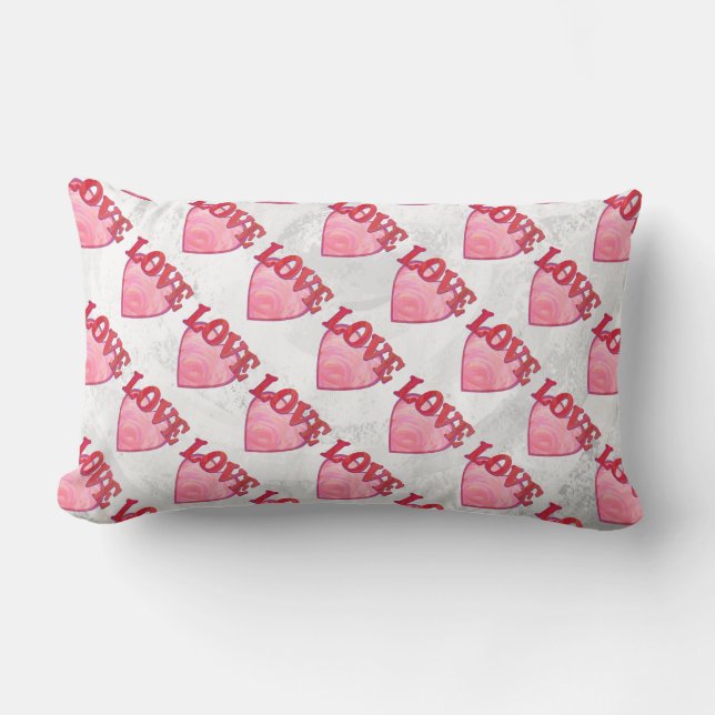 Roze Love Heart Pattern Kussen (Voorkant)