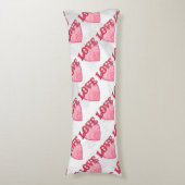 Roze Love Heart Pattern Lichaamskussen (Voorkant Verticaal)