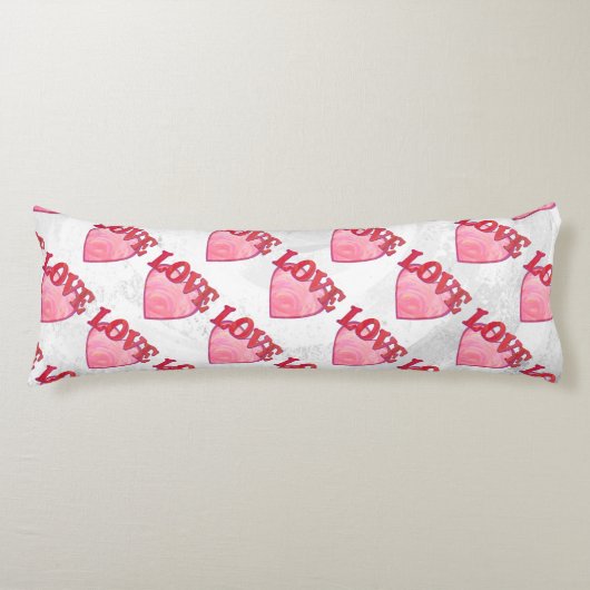 Roze Love Heart Pattern Lichaamskussen (Voorkant)