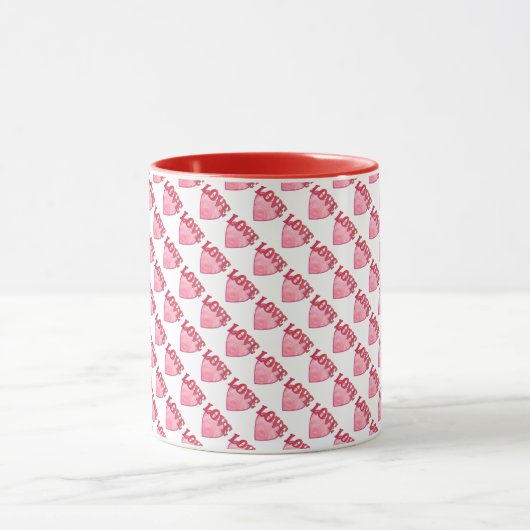 Roze Love Heart Pattern Mok (Midden)