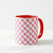Roze Love Heart Pattern Mok (Voorkant rechts)