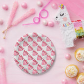 Roze Love Heart Pattern Papieren Bordje (Feest)