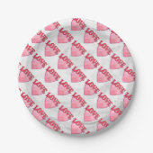 Roze Love Heart Pattern Papieren Bordje (Voorkant)