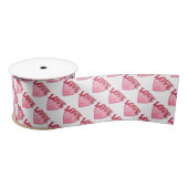 Roze Love Heart Pattern Satijnen Lint (Spoel)