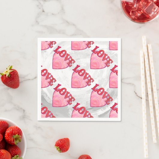 Roze Love Heart Pattern Servetten (Insitu)