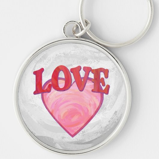 Roze Love Heart Pattern Sleutelhanger (Voorkant)