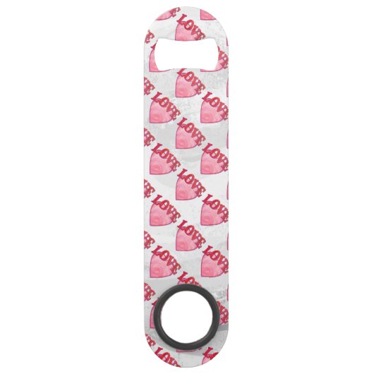 Roze Love Heart Pattern Speed Flessenopener (Achterkant)