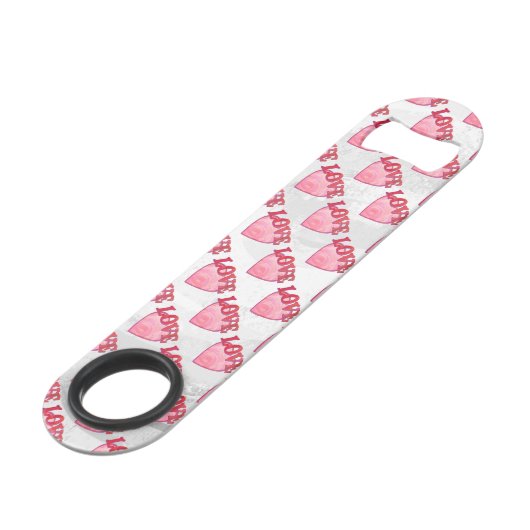 Roze Love Heart Pattern Speed Flessenopener (Achterkant Gekanteld)