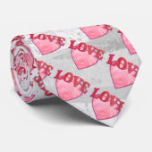 Roze Love Heart Pattern Stropdas (Opgerold)