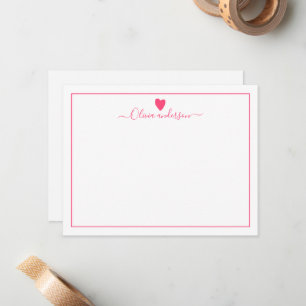 Roze Love Heart Persoonlijke Note Card Notitiekaartje