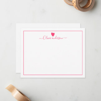 Roze Love Heart Persoonlijke Note Card Notitiekaartje