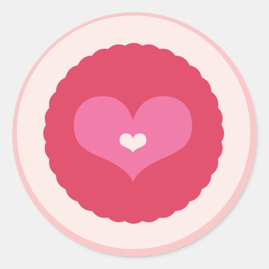 Roze Love Heart Scalloped Valentijn Party Stickers (Voorkant)