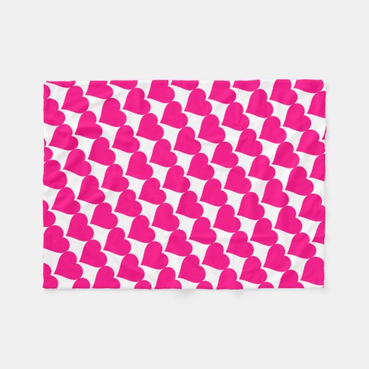 Roze Love Heart Shape Fleece Deken (Voorkant (Horizontaal))