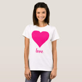 Roze Love Heart Shape T-shirt (Voorkant volledig)