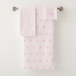 Roze Love Hearts Pattern Bad Handdoek