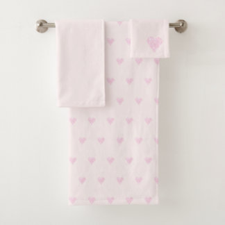 Roze Love Hearts Pattern Bad Handdoek