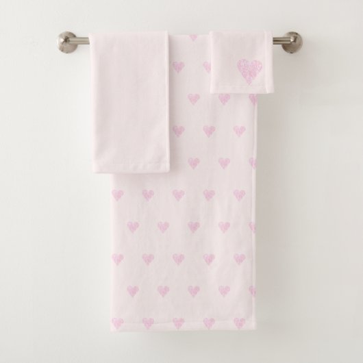 Roze Love Hearts Pattern Bad Handdoek (Insitu)