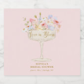 Roze Love in Bloom Bruiloft Feest Persoonlijk Sparkling Wijnetiket (Enkel label)
