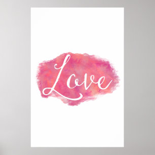 Roze Love Inspirerend Waterverf Quote Poster