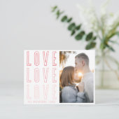 Roze Love Love Valentijns Family Foto Feestdagenkaart (Staand voorkant)