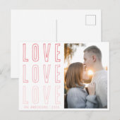 Roze Love Love Valentijns Family Foto Feestdagenkaart (Voorkant / Achterkant)